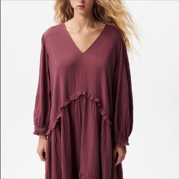 LAST NWT ZARA PLEATED DRESS DARK PURPLE - Picture 8 of 10